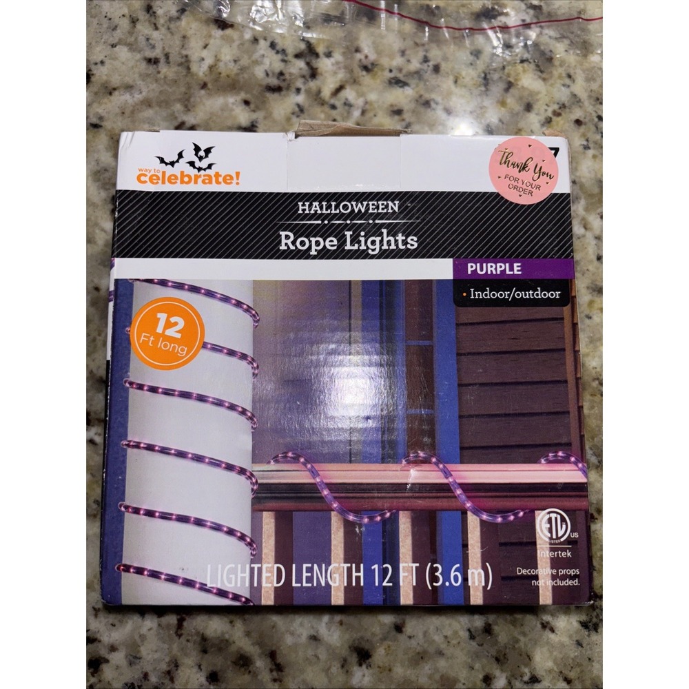 12ft Purple Rope Lights Indoor/Outdoor NIB. 2519